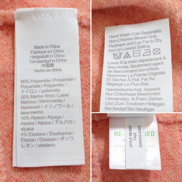 J Crew Size S Collared V-Neck Sweater Supersoft Yarn Coral Peach BJ597 - Picture 9 of 10